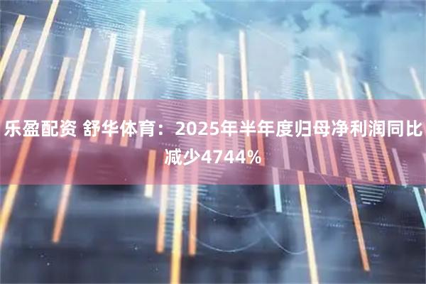乐盈配资 舒华体育：2025年半年度归母净利润同比减少4744%