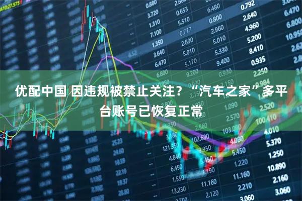 优配中国 因违规被禁止关注？“汽车之家”多平台账号已恢复正常