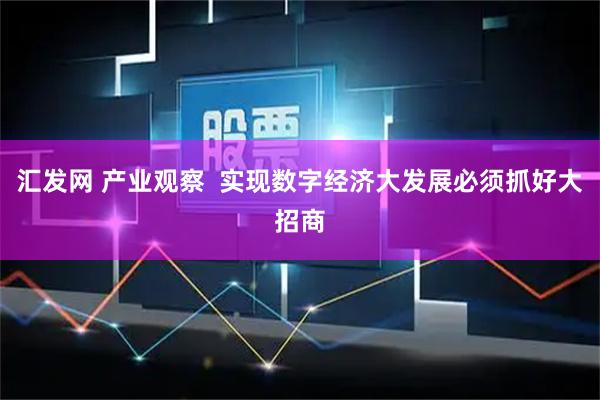 汇发网 产业观察  实现数字经济大发展必须抓好大招商